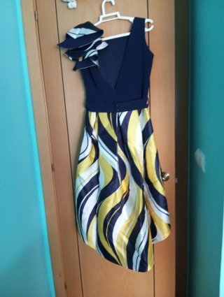 Vestido fiesta/boda azul y multicolor