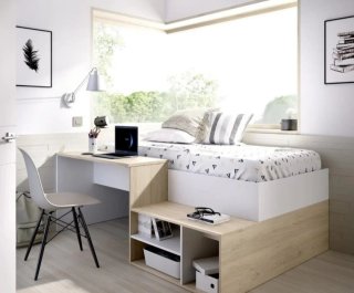 Cama compacta com secretária