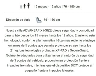 Silla coche Britax Römer 76-150cm