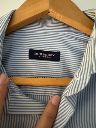 Camisa Burberry T40 Rayas Azul y Blanco
