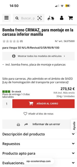 Bomba de Freno Crimaz Nueva