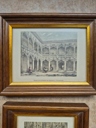4 Litografías Antiguas Marco Madera