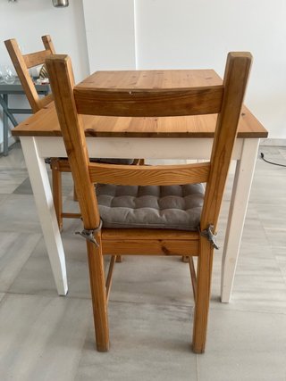 Mesa Comedor mas un sillon IKEA Madera Blanca
