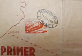 Sobre 1er Correo Submarino 1938 Guerra Civil Spain
