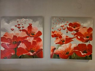Cuadro Acrílico Amapolas Rojas y Rosas