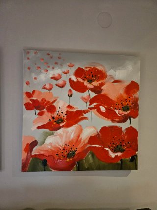 Cuadro Acrílico Amapolas Rojas y Rosas