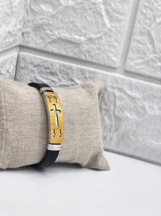 Pulsera Acero y Silicona Chapado Oro