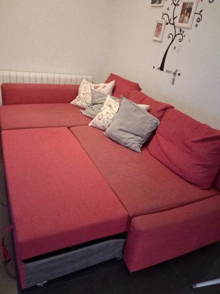 Chaiselongue rosa de tela