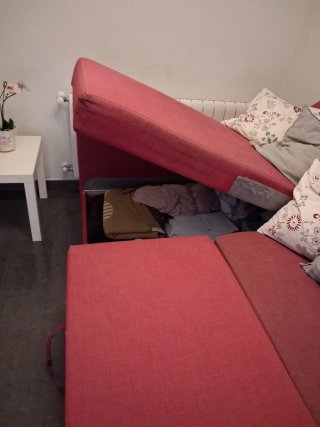 Chaiselongue rosa de tela