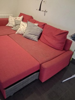 Chaiselongue rosa de tela