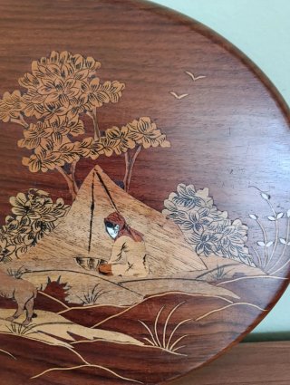 Placa decorativa de madera tallada/incrustacione