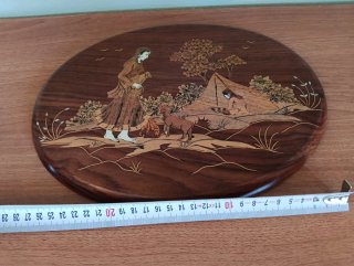 Placa decorativa de madera tallada/incrustacione