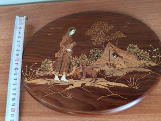 Placa decorativa de madera tallada/incrustacione