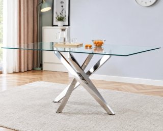 Mesa de comedor cristal y metal