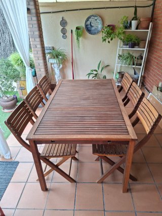 Mesa extensible teka + 6 sillas teka