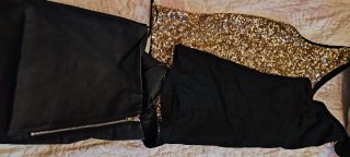 Conjunto fiesta lentejuelas doradas y falda negra
