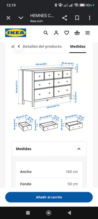 Cajonera Ikea Hemnes en color marrón - negro