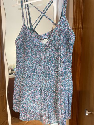 Camiseta tirantes floral azul y rosa