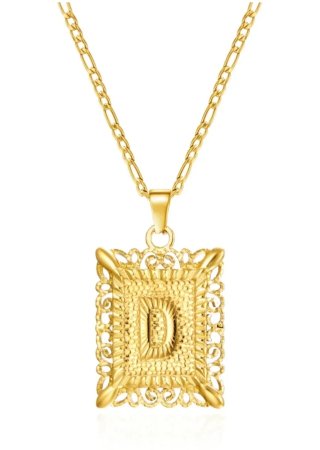 Collar Dije Letra D Cuadrado Dorado