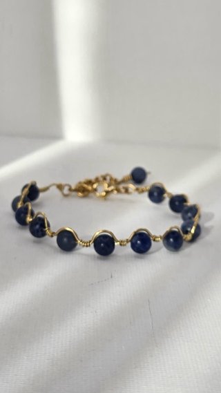 Pulsera Sodalita Natural 6mm Latón
