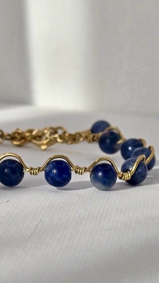 Pulsera Sodalita Natural 6mm Latón