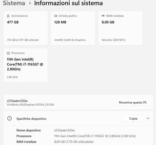Notebook Asus Vivobook S533EA i7-1165G7 SSD 500GB