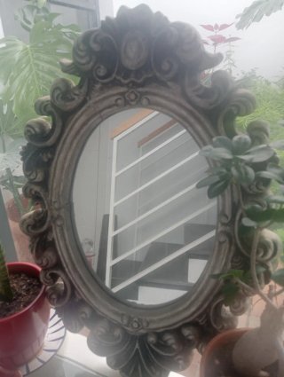 Espejo Decorativo Plateado Ovalado 50x30