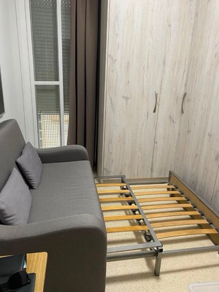 Sofá Cama Gris Tela y Metal