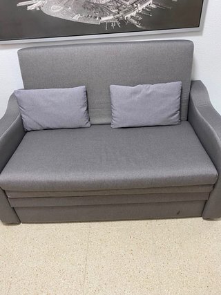 Sofá Cama Gris Tela y Metal