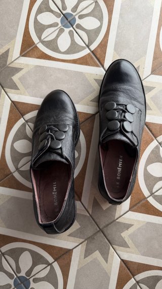 Zapatos mujer Derby Le Bohémien k403 cuero negro