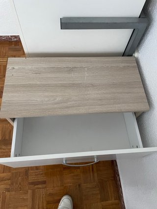 Cómoda 3 cajones madera y blanco
