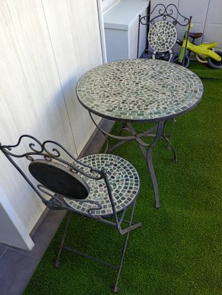 Mesa y 2 Sillas Balcón Terraza Mosaico