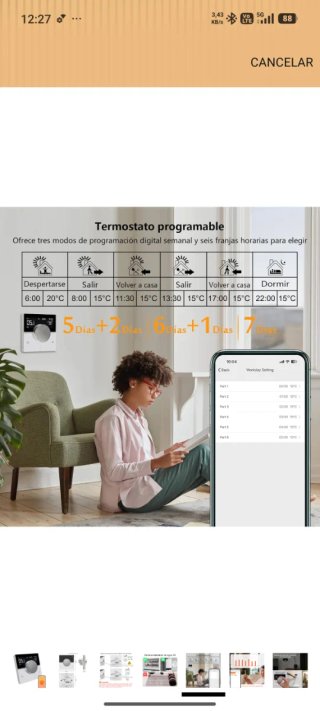 Termostato Inteligente Blanco con Dial Plateado