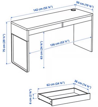 Escritorio MICKE IKEA blanco, modelo grande