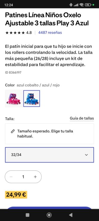 Patines Oxelo Play3 Niño Talla 32-34 regulable