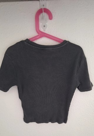 Camiseta Crop Top Gris Mujer Talla XS