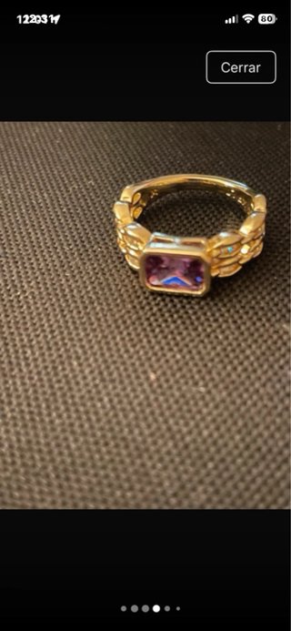 Anillo Oro Laminado 14k con Piedra Morada