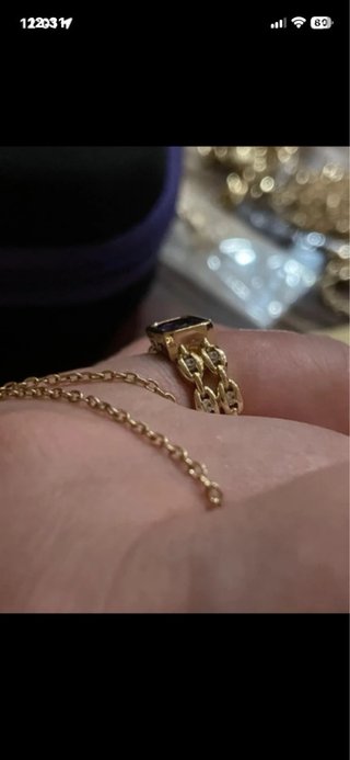 Anillo Oro Laminado 14k con Piedra Morada