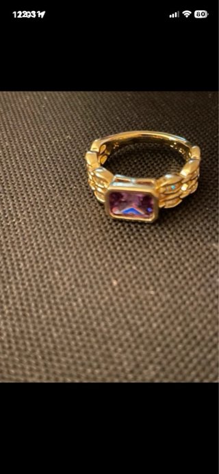 Anillo Oro Laminado 14k con Piedra Morada