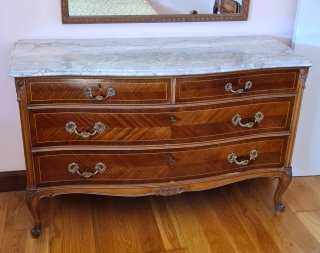 Cómoda antigua Luis XV mármol y madera