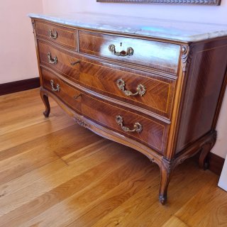 Cómoda antigua Luis XV mármol y madera