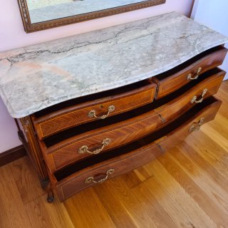 Cómoda antigua Luis XV mármol y madera