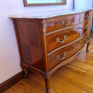 Cómoda antigua Luis XV mármol y madera