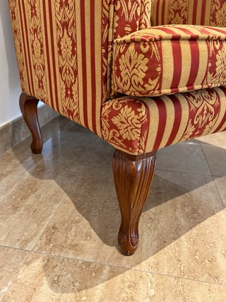 Sillón Vintage Tela Rayas y Damasco