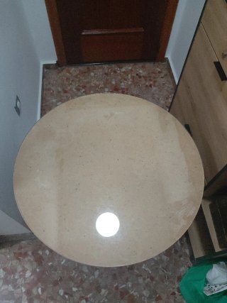 Mesa camilla redonda madera y cristal