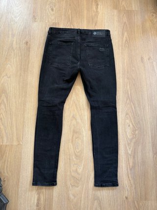 Jeans Bershka Skinny Negros Rotos T42