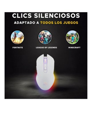 Ratón Gaming Inalámbrico Blanco 6400 dpi