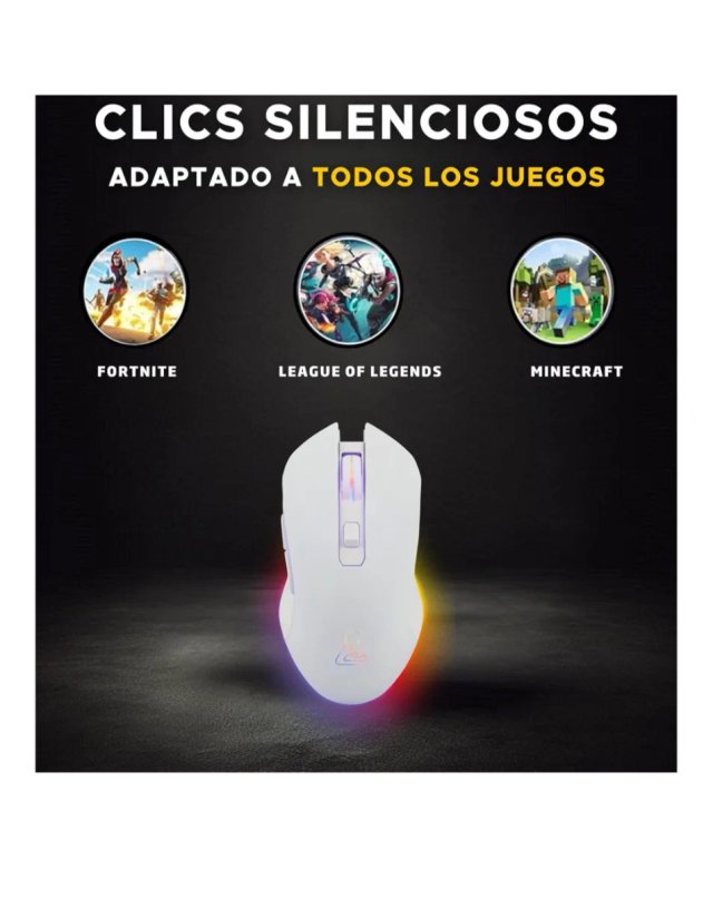 Ratón Gaming Inalámbrico Blanco 6400 dpi