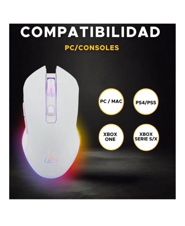 Ratón Gaming Inalámbrico Blanco 6400 dpi