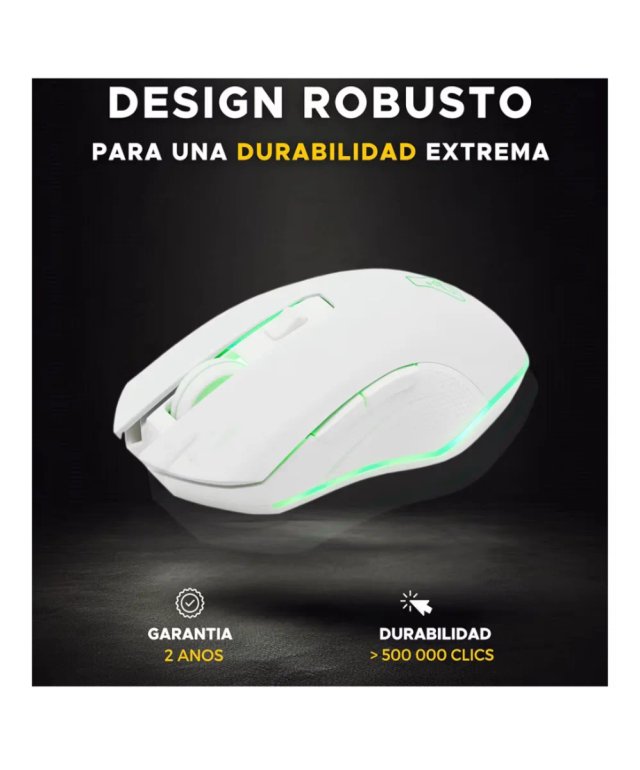 Ratón Gaming Inalámbrico Blanco 6400 dpi
